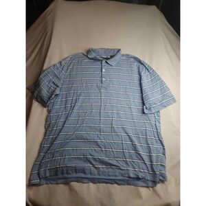 Nicklaus Golf Mens XL Blue Striped Double Mercerized Cotton Polo Shirt
